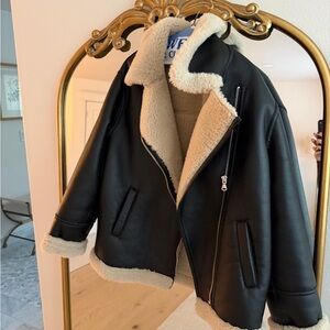 Mango Black and Cream Teddy Jacket